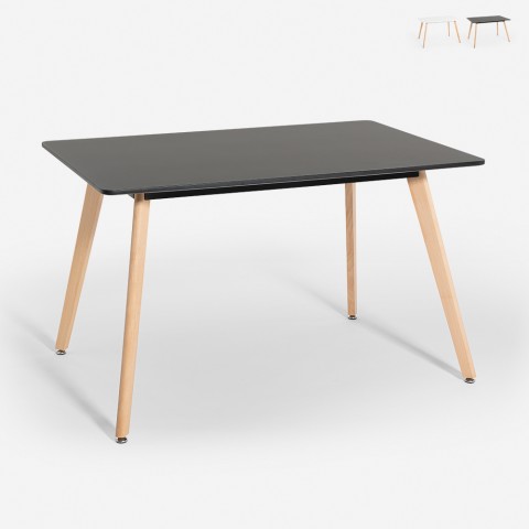 Mesa de comedor de madera cocina 120x80 cm blanco negro Demant Promoción
