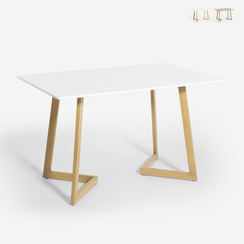 Mesa de cocina 120x80 cm tablero de madera color blanco escandinavo Valk Promoción