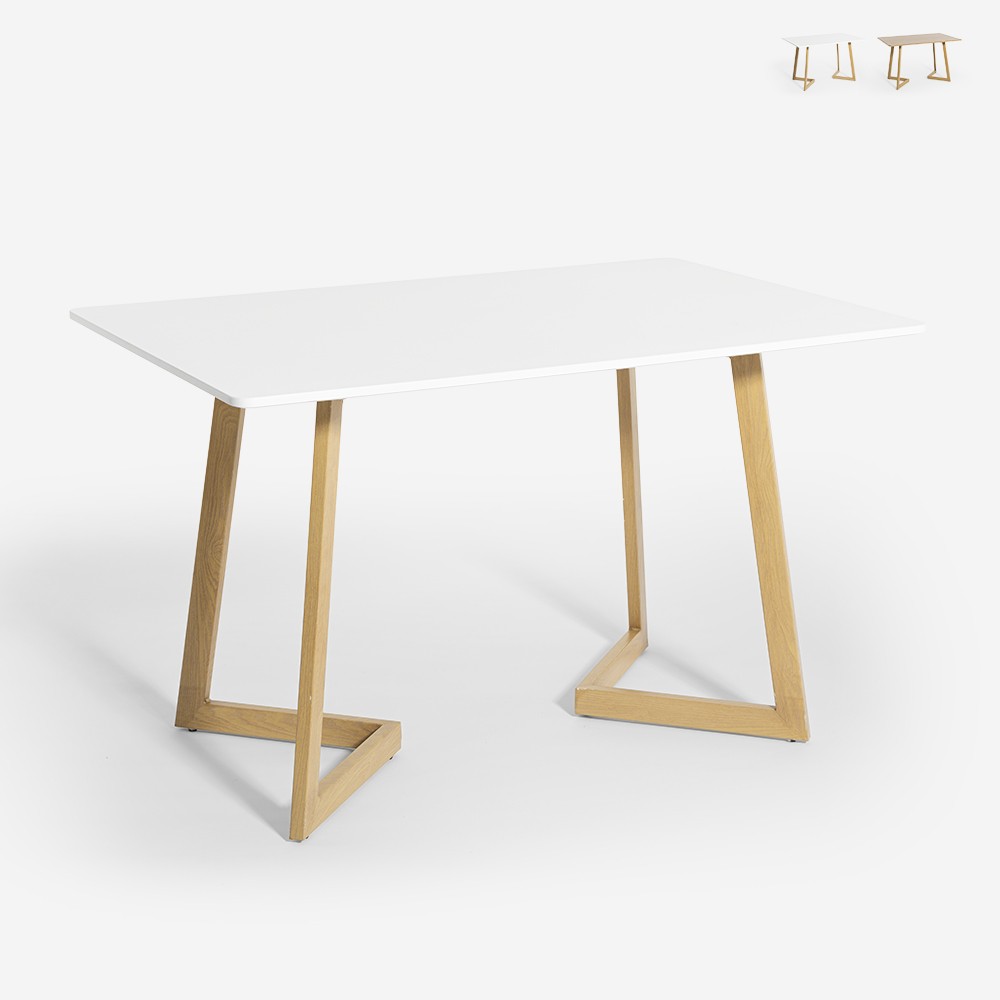 Mesa de cocina 120x80 cm tablero de madera color blanco escandinavo Valk