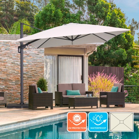Sombrilla de jardín excéntrica 3x4m giratoria ajustable Jungle Dark Promoción