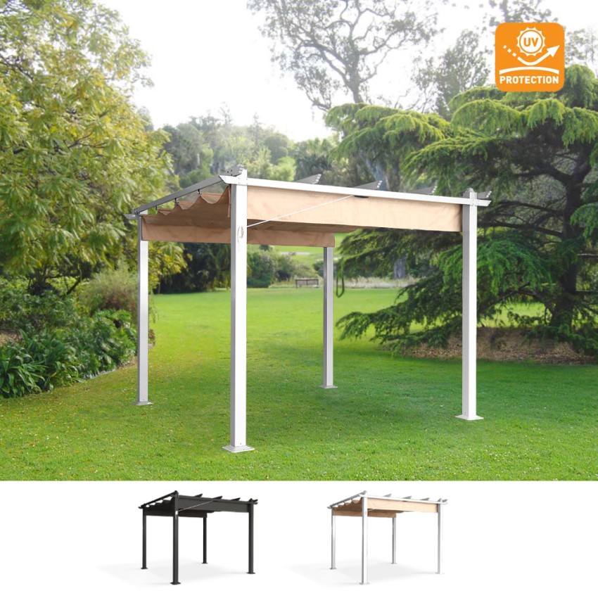 Pérgola de jardín exterior 3x3 m de aluminio Firenze UV Moon Promoción Pérgola de jardín exterior 3x3 m de aluminio Firenze UV Moon Promoción