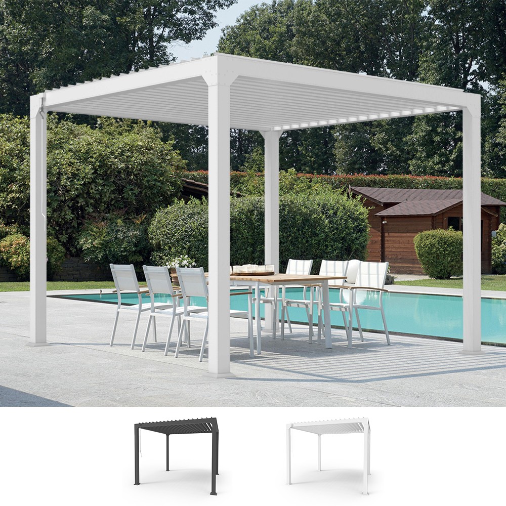 Pérgola bioclimática de jardín de 3x3 m manual de aluminio Guadalupe