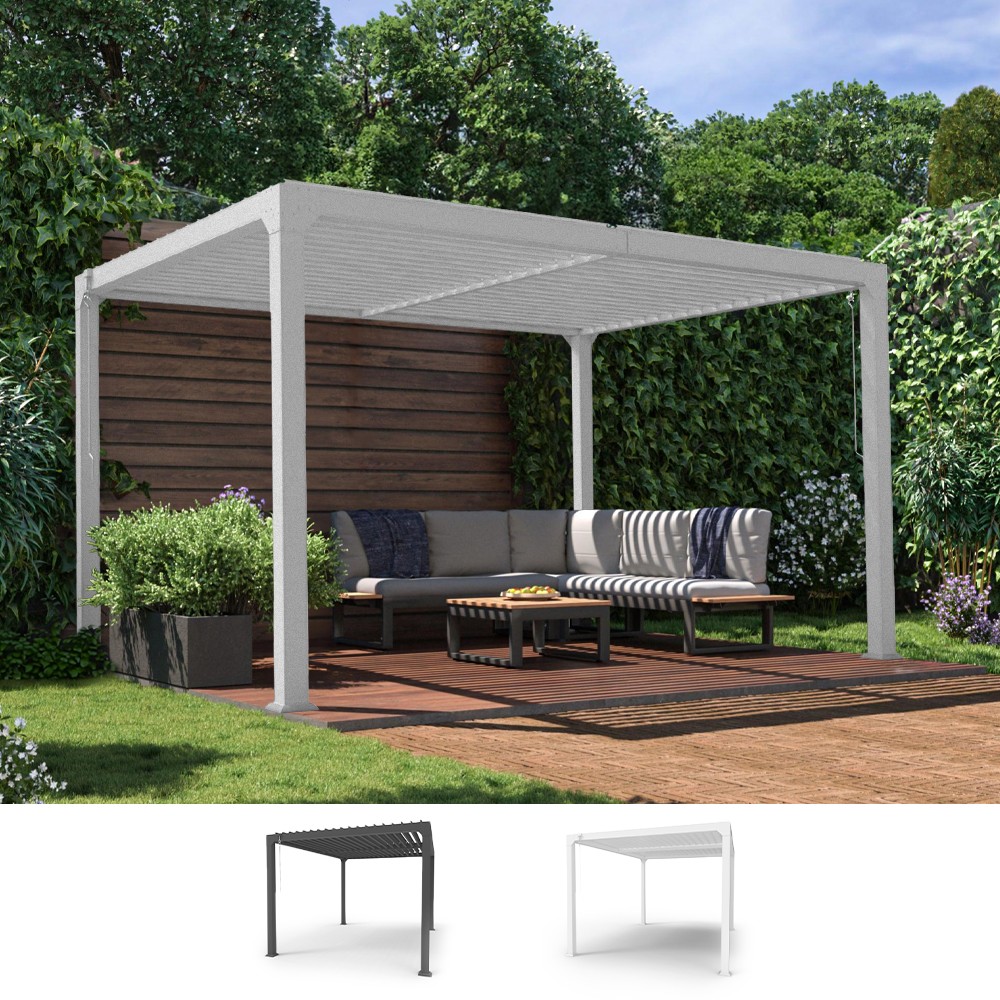 Pérgola bioclimática 3x4 m para jardín de aluminio manual Trinidad