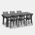 Conjunto de jardín con mesa extensible 160-220 cm y 6 sillas color negro Liri Dark Rebajas