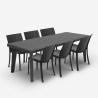 Conjunto de jardín con mesa extensible 160-220 cm y 6 sillas color negro Liri Dark Elección