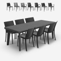 Conjunto de jardín con mesa extensible 160-220 cm y 6 sillas color negro Liri Dark Stock