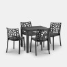 Juego de jardín mesa cuadrada de 80x80 cm efecto ratán y 4 sillas color negro Nisida Dark Venta