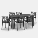 Juego de jardín con 1 mesa efecto ratán de 150x90 cm y 6 sillas de exterior color negro Meloria Dark Características