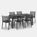 Juego de jardín con 1 mesa efecto ratán de 150x90 cm y 6 sillas de exterior color negro Meloria Dark Catálogo