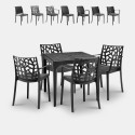 Set de jardín con 4 sillas y 1 mesa de exterior cuadrada 80x80 cm color negro Provence Dark Stock