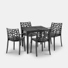 Set de jardín con 4 sillas y 1 mesa de exterior cuadrada 80x80 cm color negro Provence Dark Elección