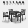 Set de jardín con 4 sillas y 1 mesa de exterior cuadrada 80x80 cm color negro Provence Dark Descueto