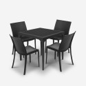 Set jardín 4 sillas mesa exterior cuadrada 80x80cm negro Provence Dark Venta