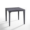 Set jardín 4 sillas mesa exterior cuadrada 80x80cm negro Provence Dark 