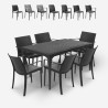 Conjunto de mesa de comedor para jardín de 150x90 cm con 6 sillas de exterior color negro Sunrise Dark Promoción