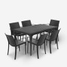 Conjunto de mesa de comedor para jardín de 150x90 cm con 6 sillas de exterior color negro Sunrise Dark Venta