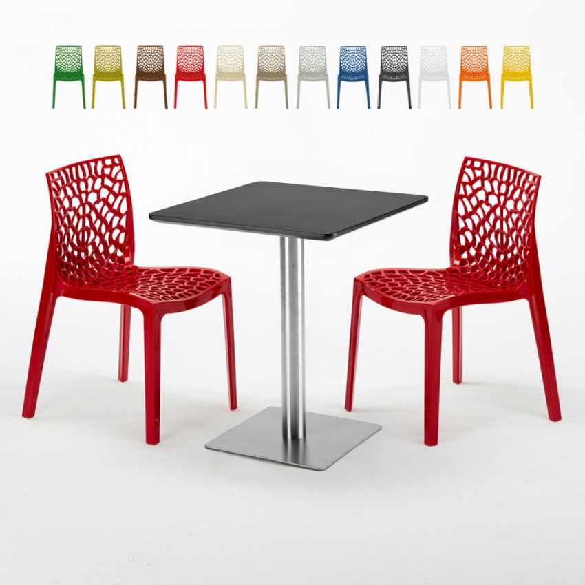 Mesa Cuadrada 60x60 cm Base de Acero y Tablero Negro con 2 Sillas De Colores Gruvyer Pistachio Características Mesa Cuadrada 60x60 cm Base de Acero y Tablero Negro con 2 Sillas De Colores Gruvyer Pistachio Características