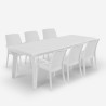 Juego de mesa extensible de 160-220 cm con 6 sillas de jardín color blanco Liri Light Venta