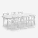 Juego de mesa extensible de 160-220 cm con 6 sillas de jardín color blanco Liri Light Rebajas