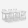 Juego de mesa extensible de 160-220 cm con 6 sillas de jardín color blanco Liri Light Rebajas