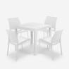 Set de 1 mesa de jardín para exterior 80x80 cm efecto ratán y 4 sillas color blanco Nisida Light Venta