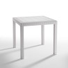 Set de 1 mesa de jardín para exterior 80x80 cm efecto ratán y 4 sillas color blanco Nisida Light 
