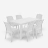 Juego de exterior de jardín compuesto por 1 mesa efecto ratán de 150x90 cm y 6 sillas color blanco Meloria Light Venta