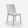 Juego de exterior de jardín compuesto por 1 mesa efecto ratán de 150x90 cm y 6 sillas color blanco Meloria Light 
