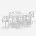 Juego de jardín 6 sillas mesa exterior 150x90cm blanco Sunrise Light Venta
