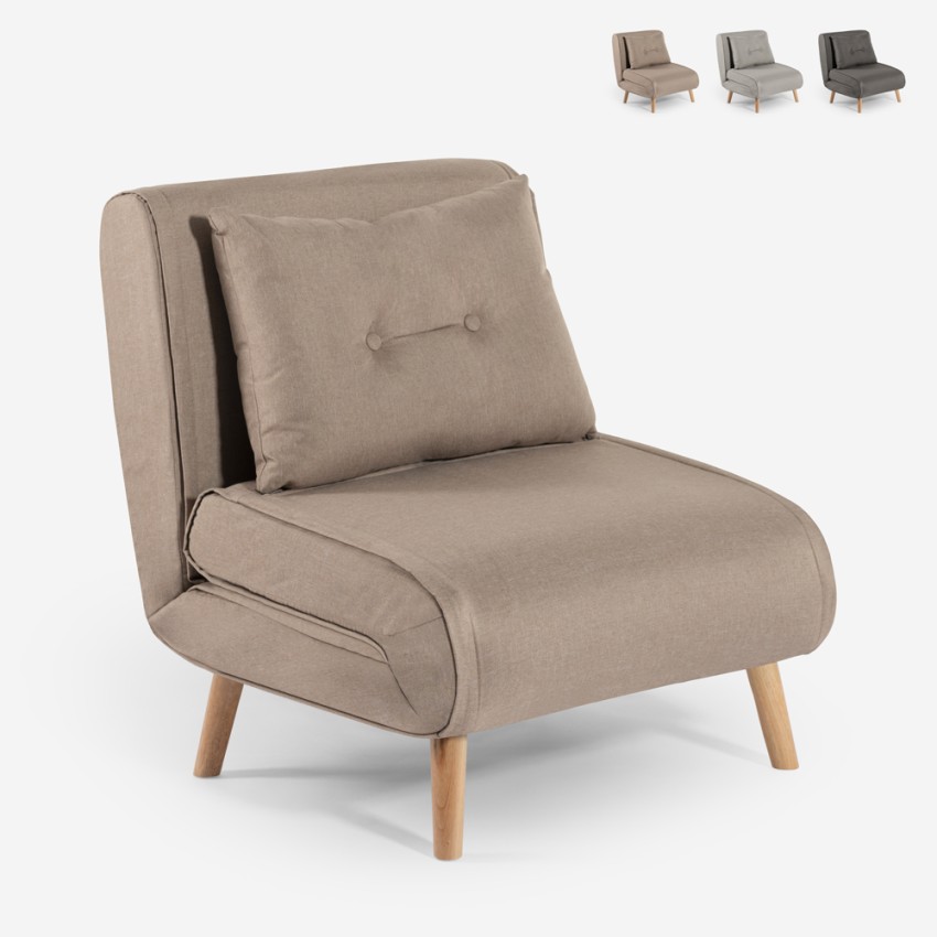 Sillón cama plegable de tela con patas de madera Miriam Coste Sillón cama plegable de tela con patas de madera Miriam Coste