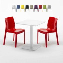 Mesa Cuadrada Blanca 60x60 cm con 2 Sillas De Colores Ice Lemon Rebajas