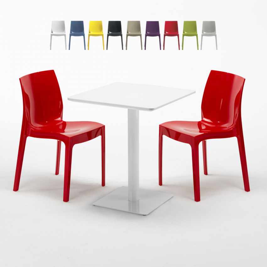 Mesa Cuadrada Blanca 60x60 cm con 2 Sillas De Colores Ice Lemon Rebajas Mesa Cuadrada Blanca 60x60 cm con 2 Sillas De Colores Ice Lemon Rebajas