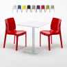 Mesa Cuadrada Blanca 60x60 cm con 2 Sillas De Colores Ice Lemon Rebajas