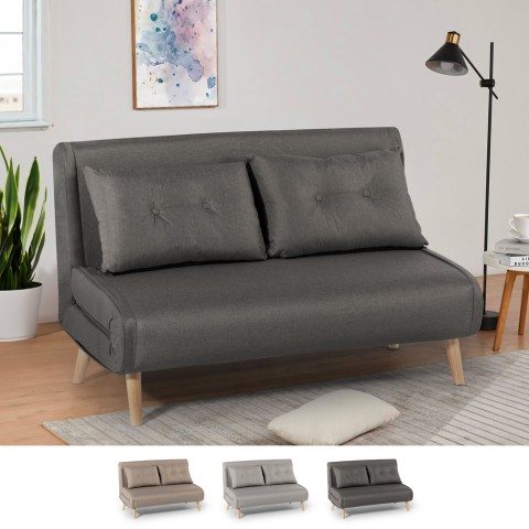 Sofá cama salón 2 plazas estilo escandinavo tela de terciopelo Elettra Promoción