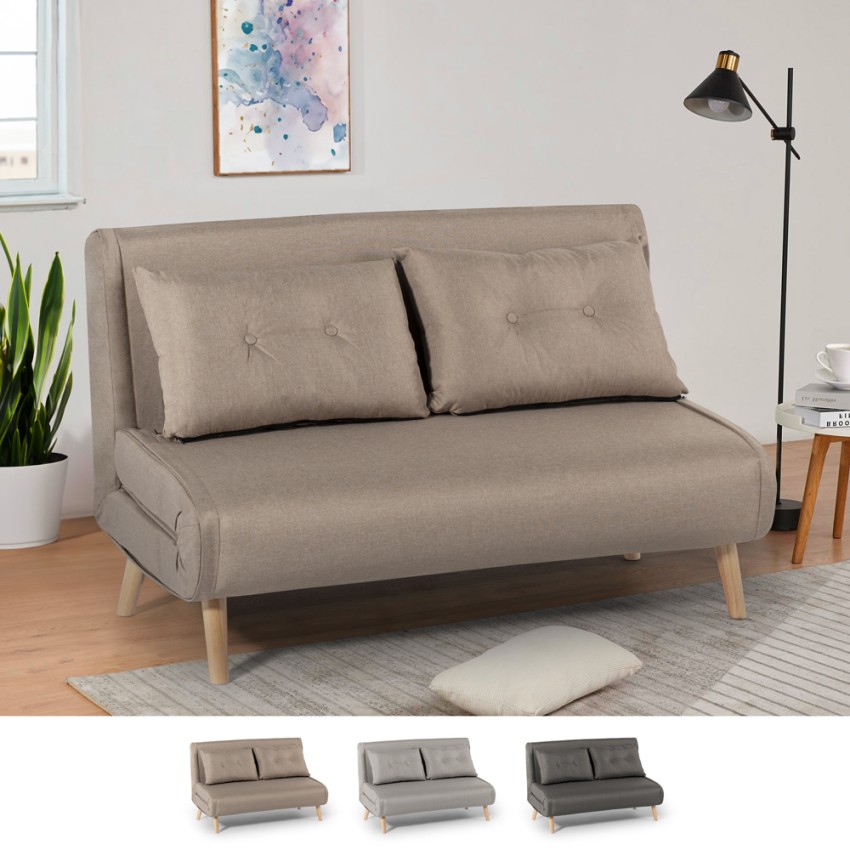 Sofá cama para el salón de 2 plazas estilo escandinavo de tela Elettra Medidas