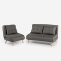 Conjunto de sofá cama de 2 plazas modelo escandinavo + sillón reclinable de tela Sienna Rebajas