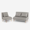 Conjunto de sofá cama de 2 plazas modelo escandinavo + sillón reclinable de tela Sienna Descueto