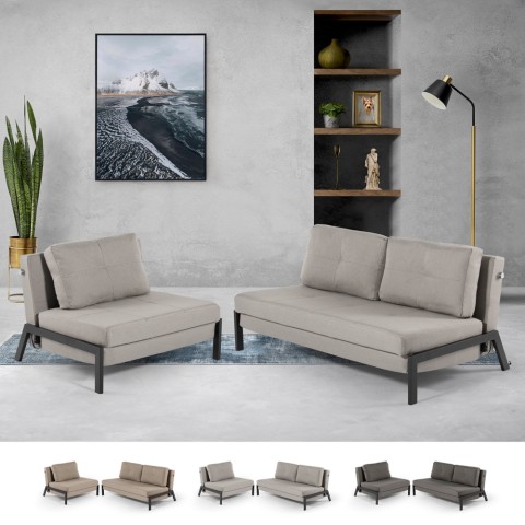 Conjunto de sillón plegable + sofá cama de dos plazas de tela Elysee Promoción