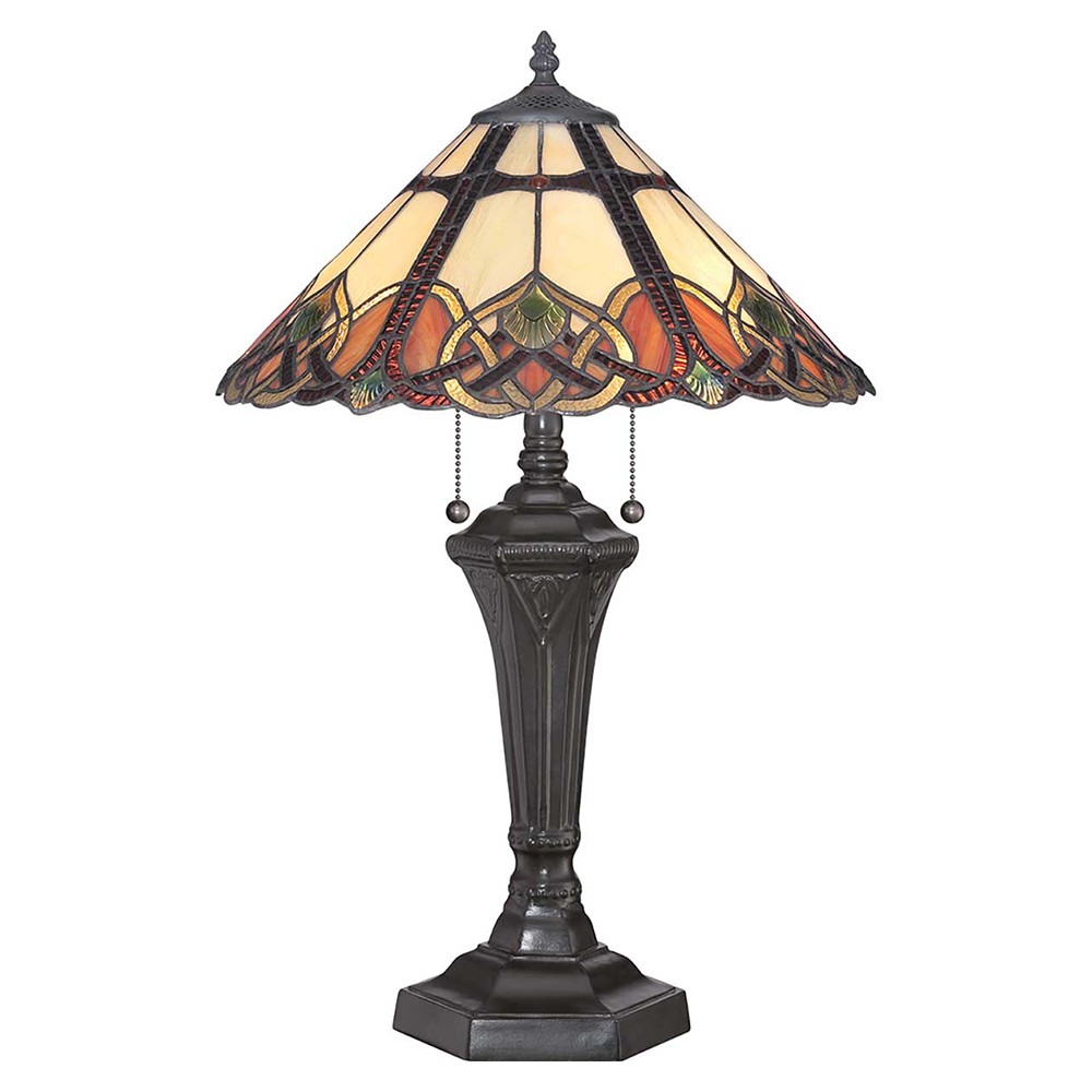 Lámpara de mesa estilo Tiffany clásica con pantalla de colores Cambridge