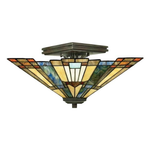 Plafón de techo Tiffany lámpara clásica con pantalla y 2 luces Inglenook Promoción