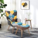 Set sillón patchwork + puff reposapiés estilo escandinavo Chapty Plus Rebajas