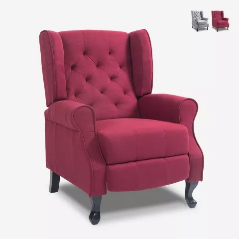 Sillón relax bergère reclinable moderno tapizado en tela Ethron Class Promoción