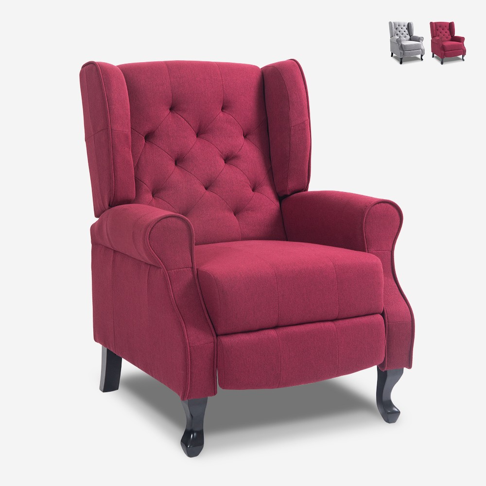 Sillón relax bergère reclinable moderno tapizado en tela Ethron Class