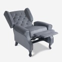 Sillón bergère de salón reclinable en terciopelo Ethron Lux 