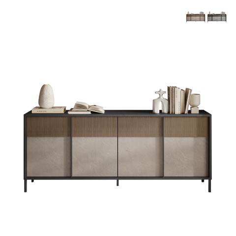 Aparador moderno para sala de estar y cocina 4 puertas 206x40x86cm Solna Promoción