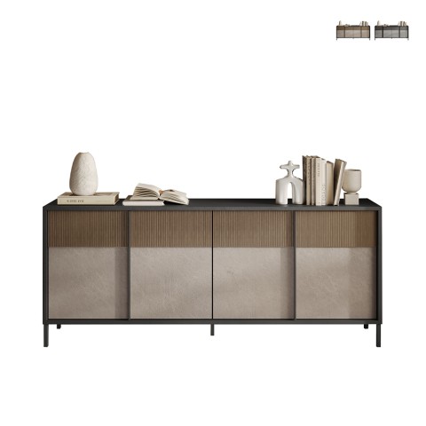 Cómoda moderna salón cocina 4 puertas 206x40x86cm Solna Promoción