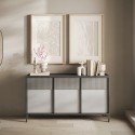 Aparador moderno de cocina y salón en madera 156x40x86cm 3 puertas Pitea Oferta