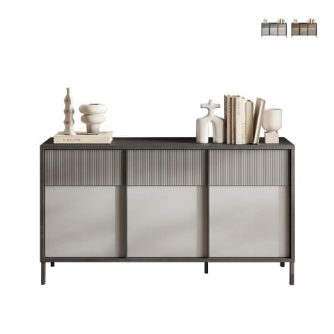 Credenza salón cocina moderna en madera 156x40x86cm 3 puertas Pitea Promoción