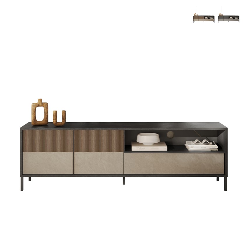 Mueble para TV moderno de pie 205x40x44 cm con 2 puertas y cajón Jahn Venta Mueble para TV moderno de pie 205x40x44 cm con 2 puertas y cajón Jahn Venta