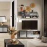 Mueble para TV de salón diseño moderno 2 puertas 1 cajón 156x40x64cm Saban Medidas